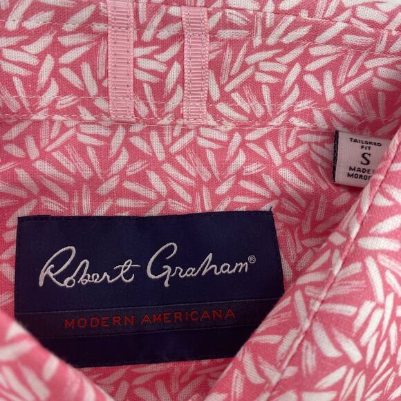 Robert Graham Americana Mens Pink White Patterned Long Sleeve Button Up Shirt - Picture 2 of 5